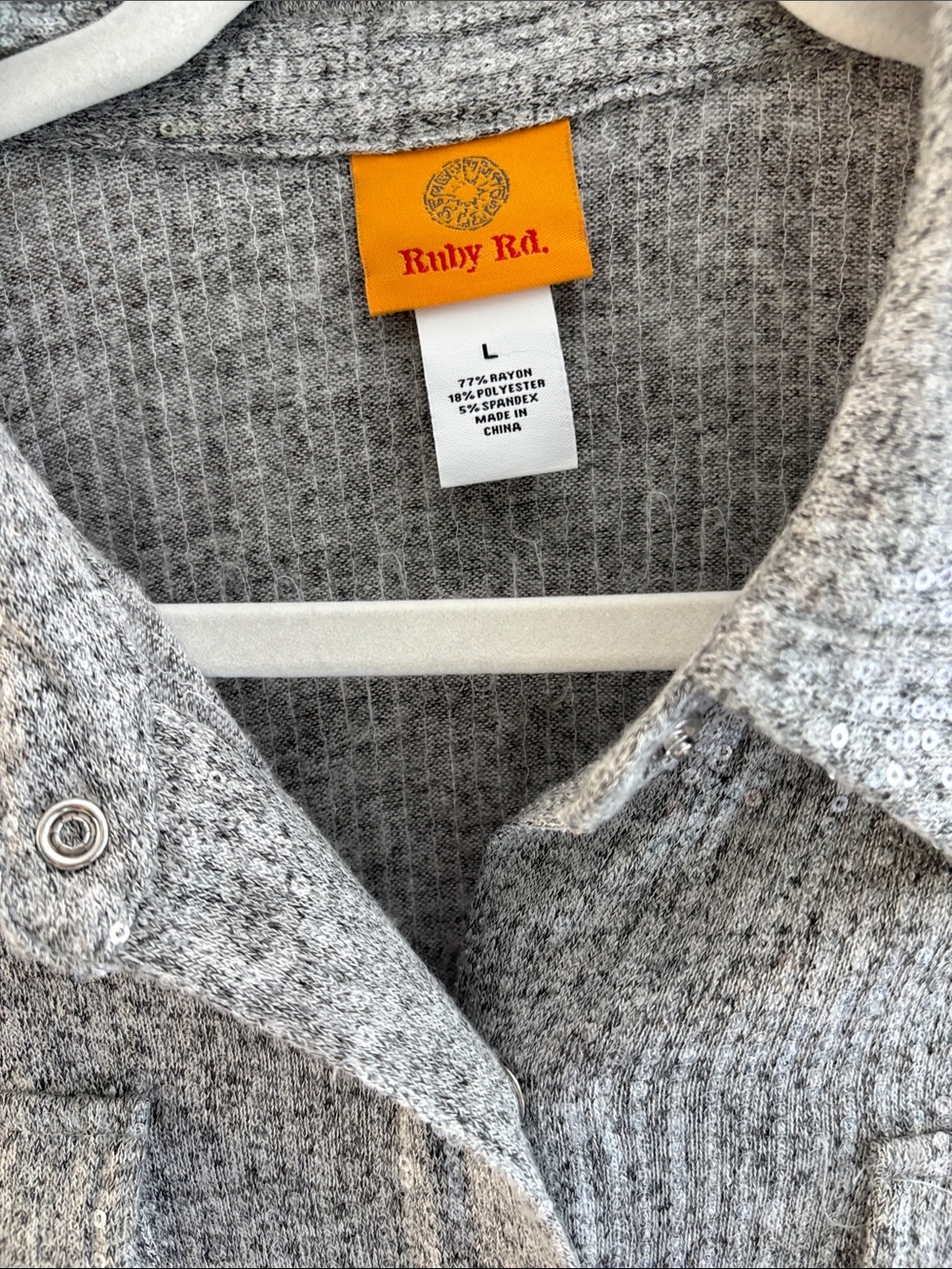 Ruby Rd. Gray Knit Button-Front Shirt Jacket - Picture 2 of 4